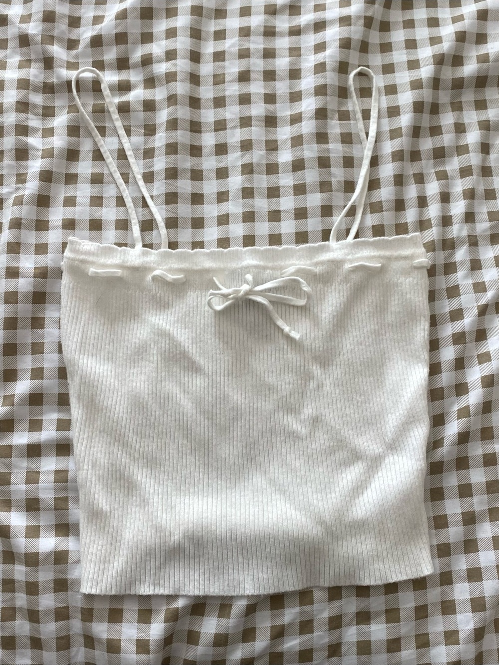 White bow ribbon tank top